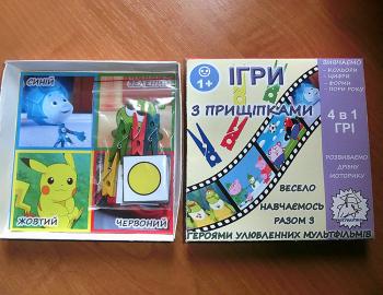Гра з прищіпками для вивчення кольорів, форм, пір року